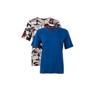 Women's T-Shirt - Color: Blue and Floral Pattern - PLUS Sizes